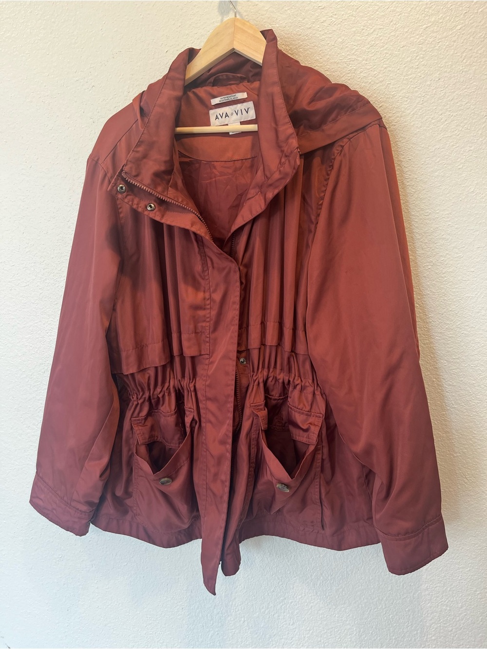 Ava & Viv Rust Utility Jacket with Drawstring Waist